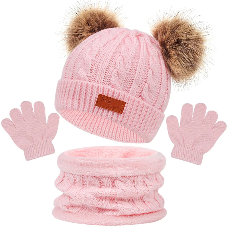 3-Piece Winter Hat, Scarf, and Gloves Set – Warm, Knitted Accessories for Toddlers