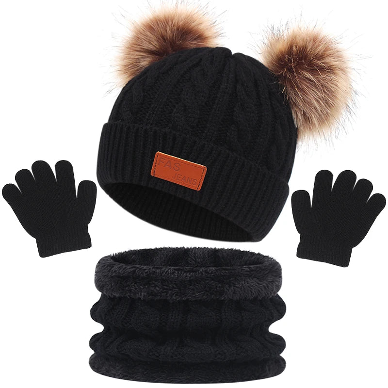 3-Piece Winter Hat, Scarf, and Gloves Set – Warm, Knitted Accessories for Toddlers