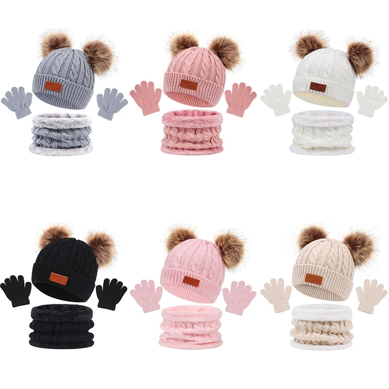 3-Piece Winter Hat, Scarf, and Gloves Set – Warm, Knitted Accessories for Toddlers