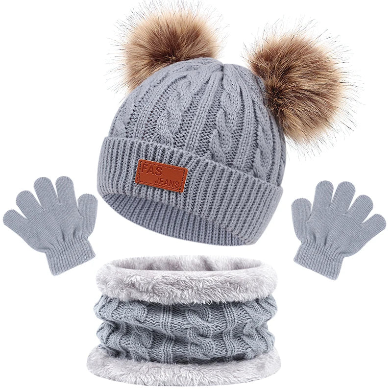 3-Piece Winter Hat, Scarf, and Gloves Set – Warm, Knitted Accessories for Toddlers