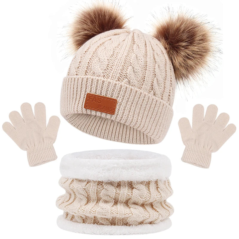 3-Piece Winter Hat, Scarf, and Gloves Set – Warm, Knitted Accessories for Toddlers