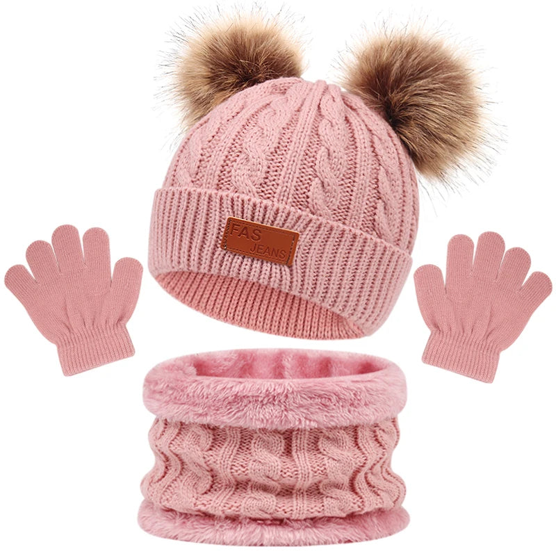 3-Piece Winter Hat, Scarf, and Gloves Set – Warm, Knitted Accessories for Toddlers