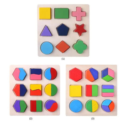 Wooden Geometric Shape Sorting Puzzle – Educational Toy for Toddlers