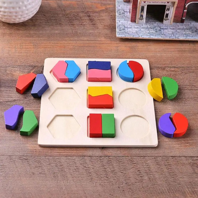 Wooden Geometric Shape Sorting Puzzle – Educational Toy for Toddlers