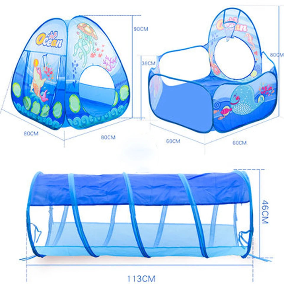 Portable Baby Play Tent with Tunnel & Ball Pit – Large Indoor Playhouse