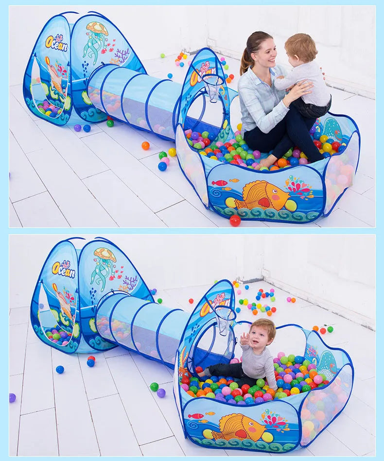 Portable Baby Play Tent with Tunnel & Ball Pit – Large Indoor Playhouse