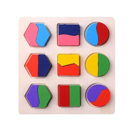 Wooden Geometric Shape Sorting Puzzle – Educational Toy for Toddlers