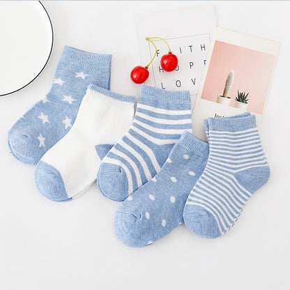 5 Pairs of Baby Socks – Soft Cotton with Fun Animal & Pattern Designs