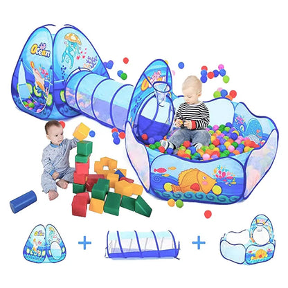 Portable Baby Play Tent with Tunnel & Ball Pit – Large Indoor Playhouse