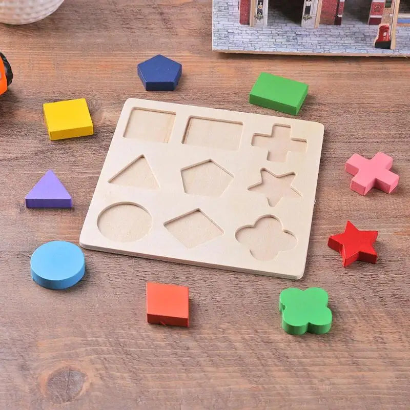 Wooden Geometric Shape Sorting Puzzle – Educational Toy for Toddlers