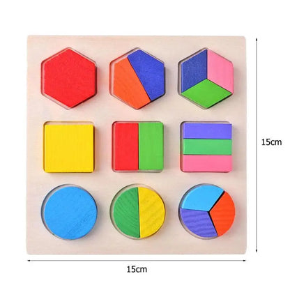 Wooden Geometric Shape Sorting Puzzle – Educational Toy for Toddlers