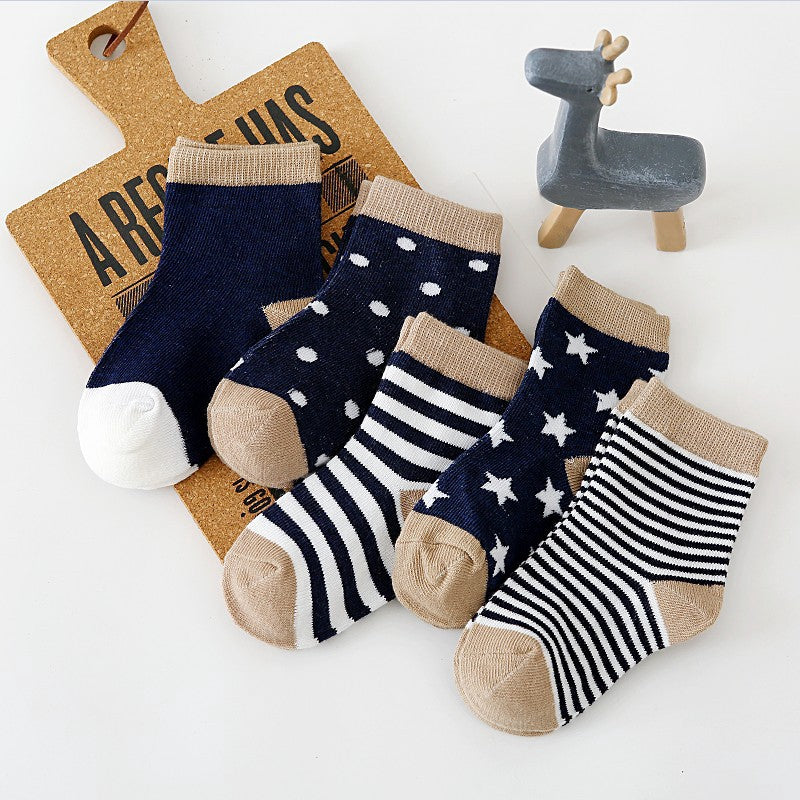 5 Pairs of Baby Socks – Soft Cotton with Fun Animal & Pattern Designs