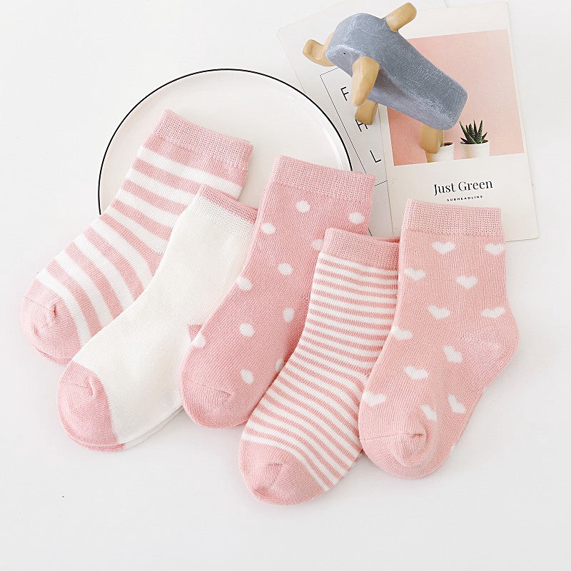 5 Pairs of Baby Socks – Soft Cotton with Fun Animal & Pattern Designs