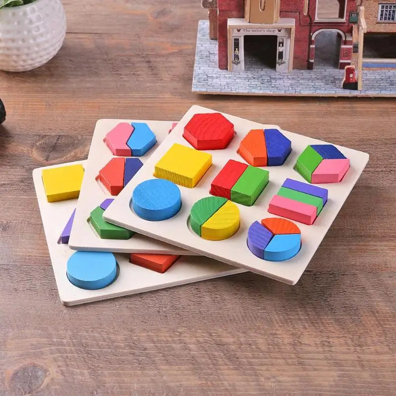 Wooden Geometric Shape Sorting Puzzle – Educational Toy for Toddlers