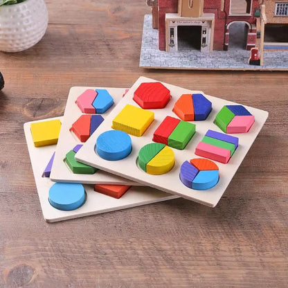 Wooden Geometric Shape Sorting Puzzle – Educational Toy for Toddlers