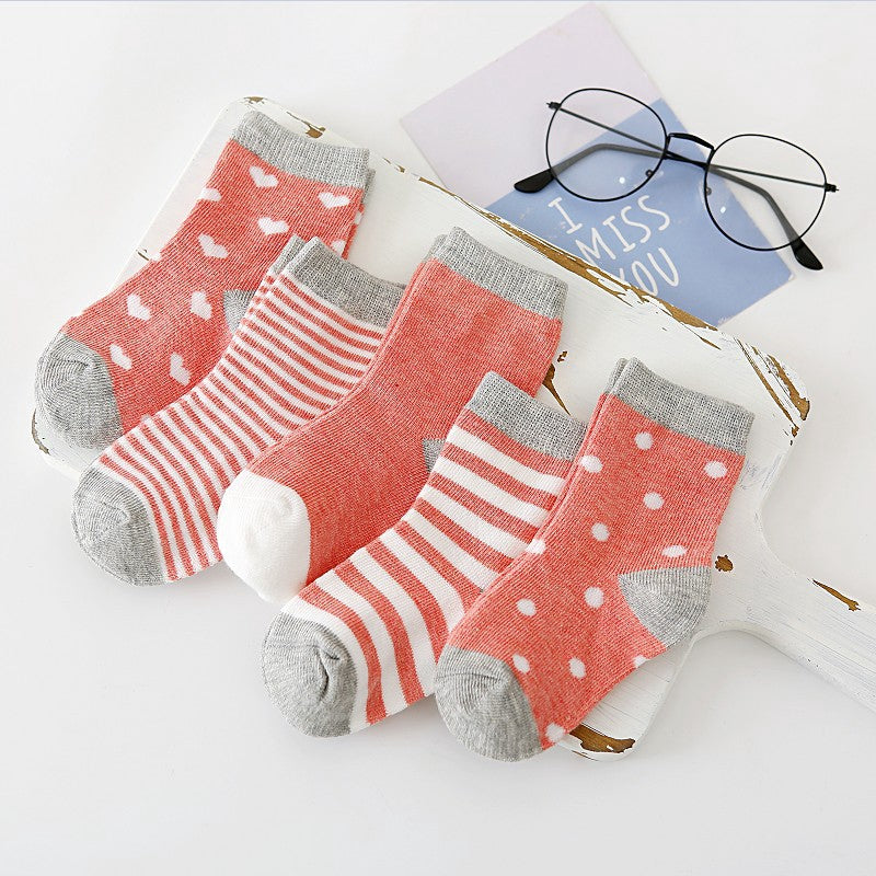 5 Pairs of Baby Socks – Soft Cotton with Fun Animal & Pattern Designs