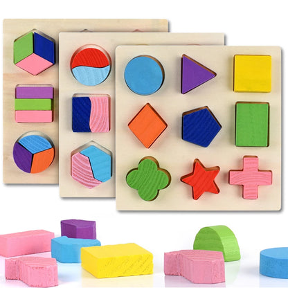 Wooden Geometric Shape Sorting Puzzle – Educational Toy for Toddlers