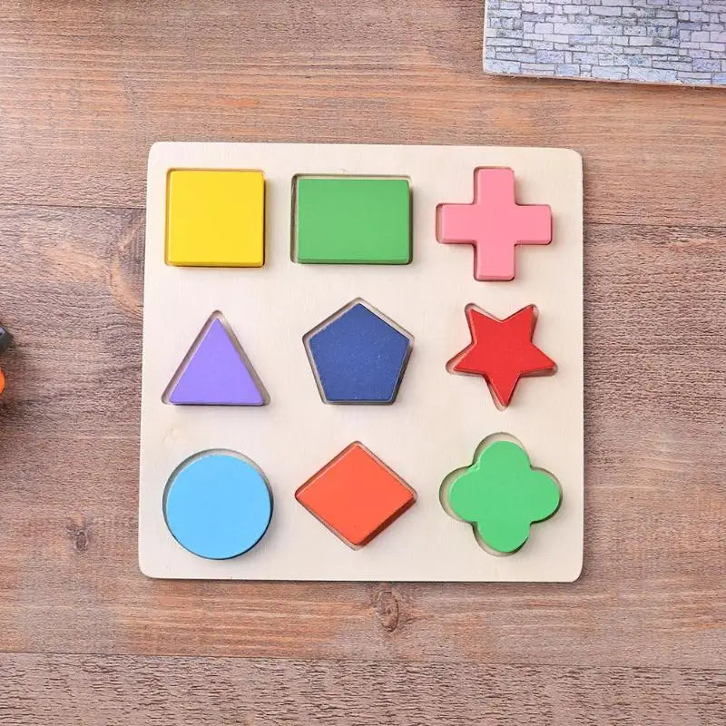 Wooden Geometric Shape Sorting Puzzle – Educational Toy for Toddlers