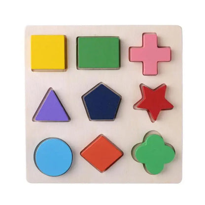 Wooden Geometric Shape Sorting Puzzle – Educational Toy for Toddlers