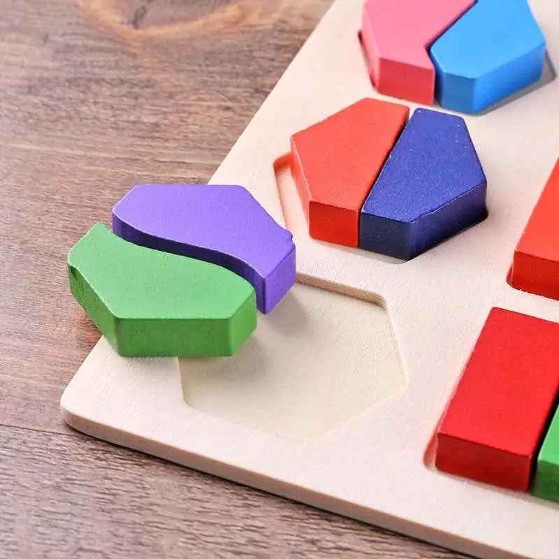 Wooden Geometric Shape Sorting Puzzle – Educational Toy for Toddlers