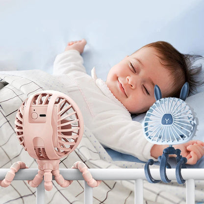 Rechargeable Portable Clip-On Pram Fan with Flexible Base