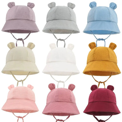 Soft Cotton Baby Hat with Cute Ears for Newborns | Unisex Bucket Hat 0-12 Months