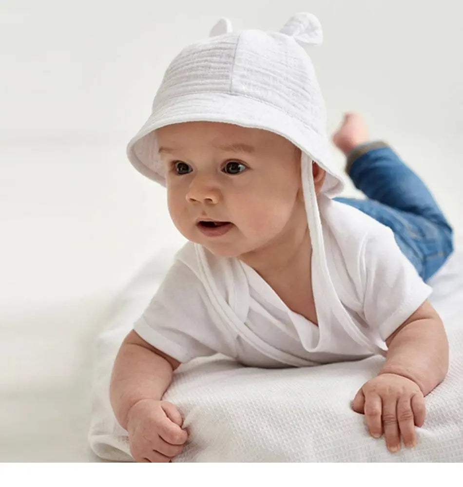 Soft Cotton Baby Hat with Cute Ears for Newborns | Unisex Bucket Hat 0-12 Months