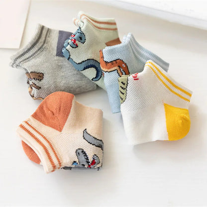 5 Pairs Dinosaur Pattern Socks for Kids | Comfortable and Breathable | 1-12 Years