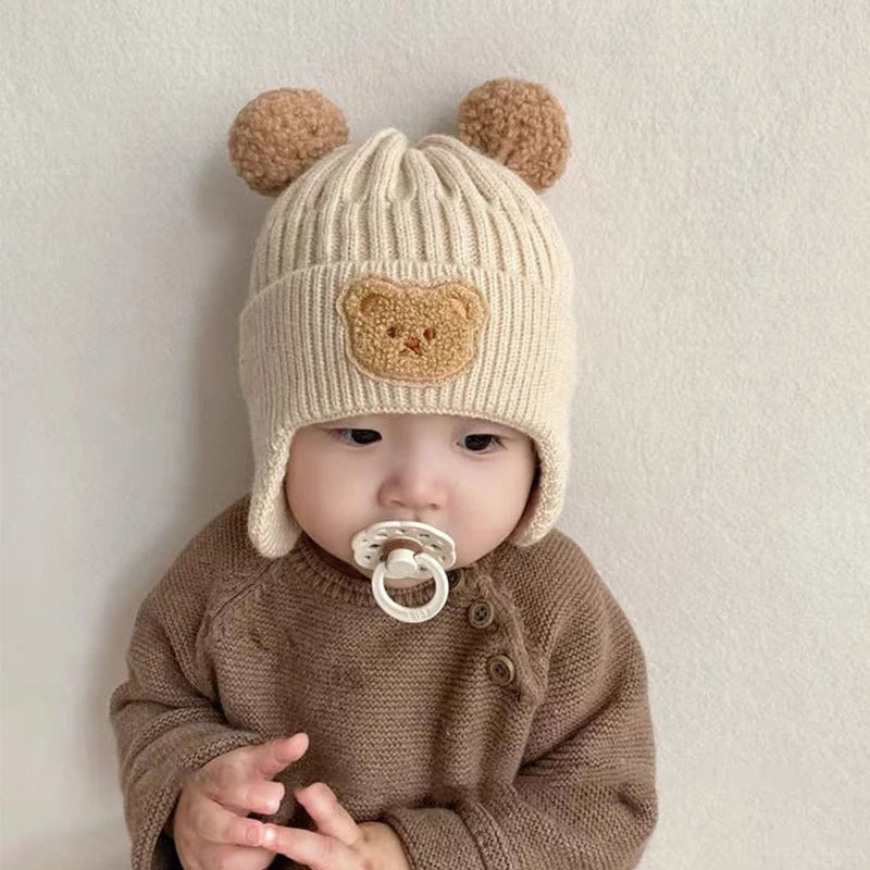 Cozy Up with Our Knitted Bear Beanie for Kids and Bubs