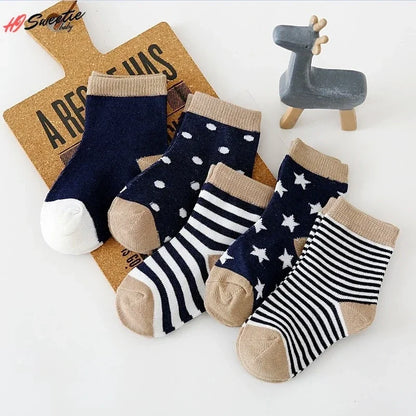 5 Pairs of Baby Socks – Soft Cotton with Fun Animal & Pattern Designs