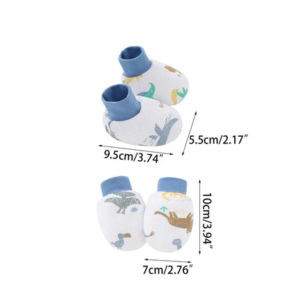 2-Pair Baby Mittens & Socks Set – Soft Cotton Anti-Scratch Gloves & Foot Covers for Newborns