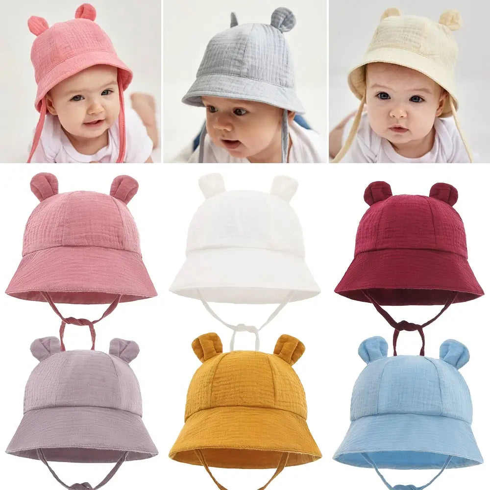 Soft Cotton Baby Hat with Cute Ears for Newborns | Unisex Bucket Hat 0-12 Months