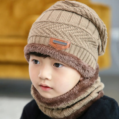 Children's Winter Hat, Scarf, and Gloves Set – Warm Plush Lined Knitted Accessories for Kids