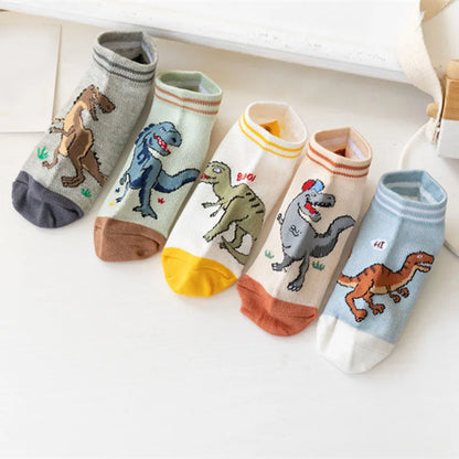 5 Pairs Dinosaur Pattern Socks for Kids | Comfortable and Breathable | 1-12 Years