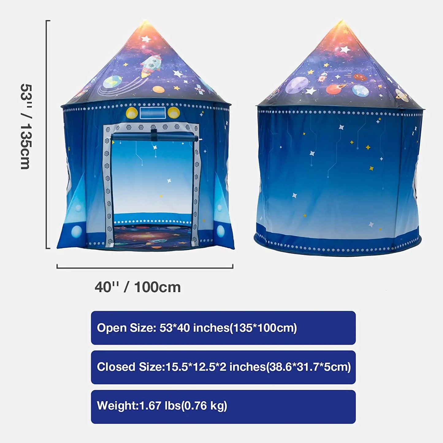 Rocket Ship Kids Play Tent | Pop-Up Space-Themed Indoor Play