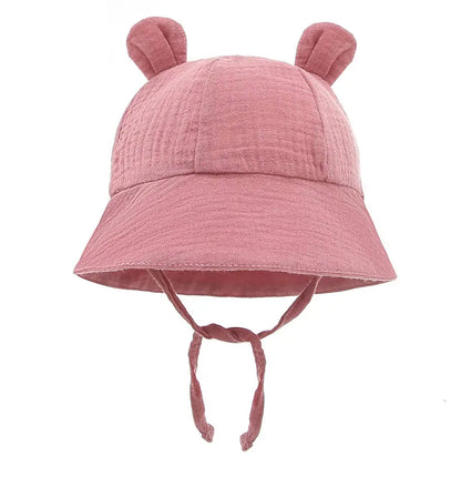 Soft Cotton Baby Hat with Cute Ears for Newborns | Unisex Bucket Hat 0-12 Months