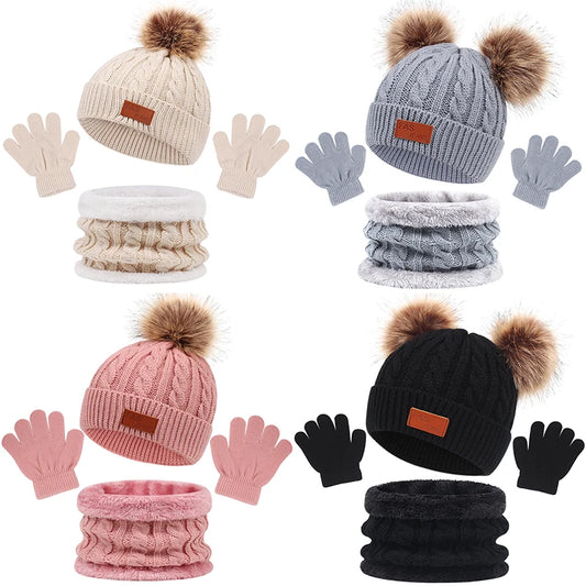 3-Piece Winter Hat, Scarf, and Gloves Set – Warm, Knitted Accessories for Toddlers