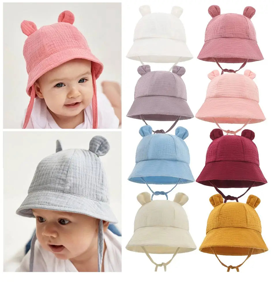 Soft Cotton Baby Hat with Cute Ears for Newborns | Unisex Bucket Hat 0-12 Months