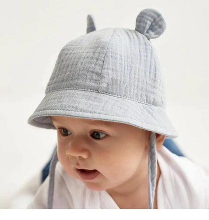 Soft Cotton Baby Hat with Cute Ears for Newborns | Unisex Bucket Hat 0-12 Months