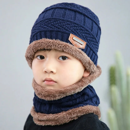 Children's Winter Hat, Scarf, and Gloves Set – Warm Plush Lined Knitted Accessories for Kids